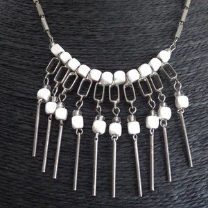 Pewter & Wood Necklace Bib by Kien